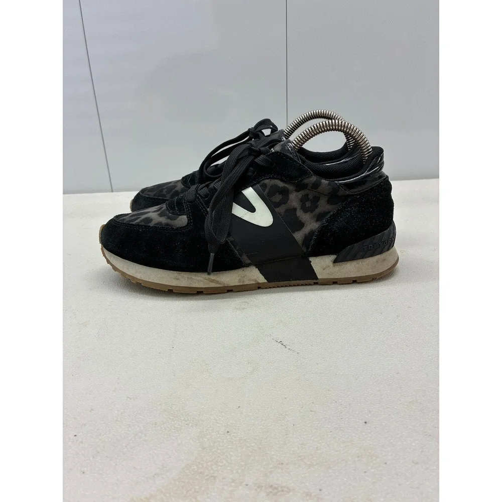 Tretorn Rawlins Women Leopard Print Suede Low Top Sneakers Black Brown